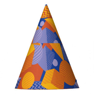 Fun Geometric Orange Violet Pattern Party Hat