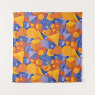Fun Geometric Orange Violet Pattern Tapestry