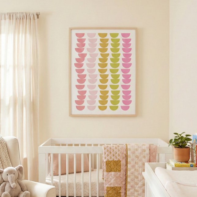 Fun Geometric Shape Art in Spring Green and Pink Poster (Creator Uploaded)