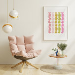 Fun Geometric Shape Art in Spring Green and Pink Poster<br><div class="desc">A bright and happy geometric graphic design pattern of half circles in pink and green.</div>