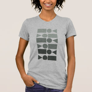 Fun Geometric Shapes Design in Grey Ombre T-Shirt