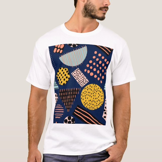 Fun Geometry: Abstract Multicolor Pattern T-Shirt (Front)
