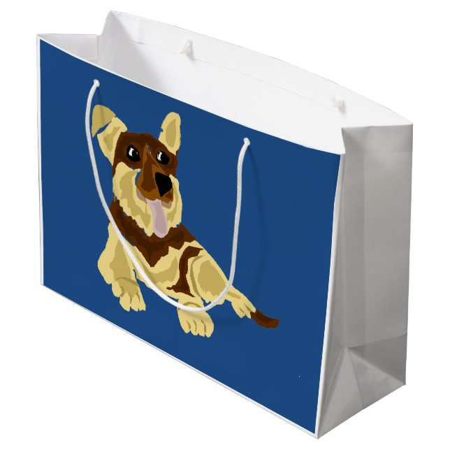 Fun German Shepherd Dog Art Design Large Gift Bag (Back Angled)