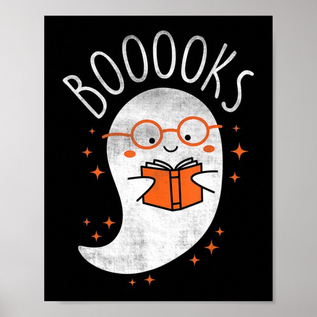 Fun Ghost Book Reading Halloween Cute Teacher Top  Poster (Front)
