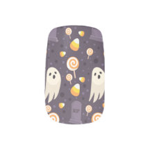Fun Ghost Candy Corn Halloween Design Nails