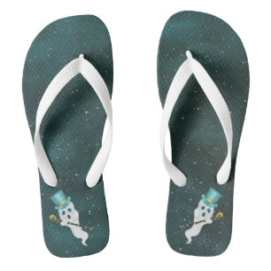 Fun Ghosts Floating in Galaxy Sky With Top Hats  Jandals