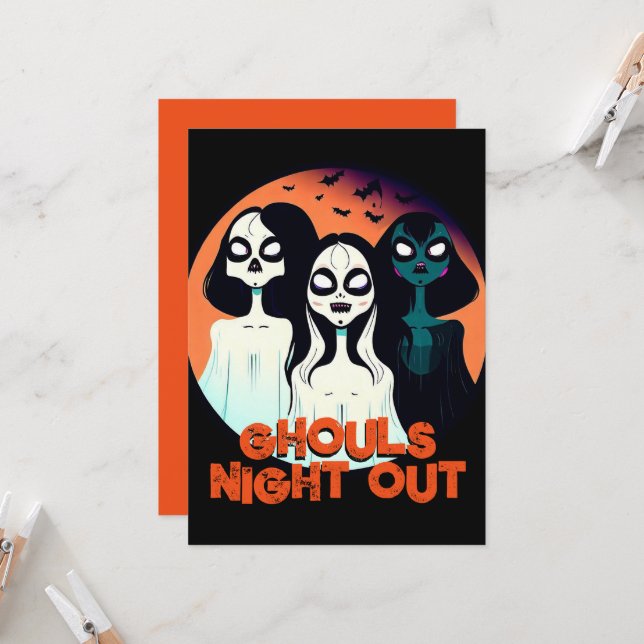 Fun Ghouls Night Out Invitation (Front/Back In Situ)