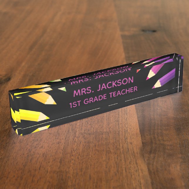 Fun Gift! Colourful Teacher desk nameplate (Side)