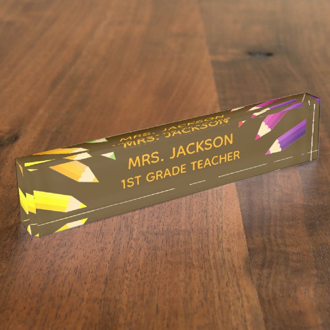 Fun Gift! Colourful Teacher desk nameplate (Side)