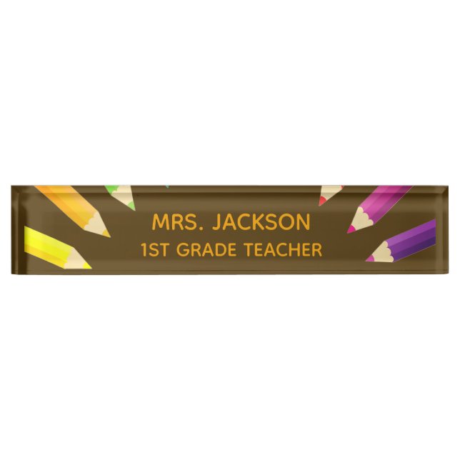Fun Gift! Colourful Teacher desk nameplate (Front)