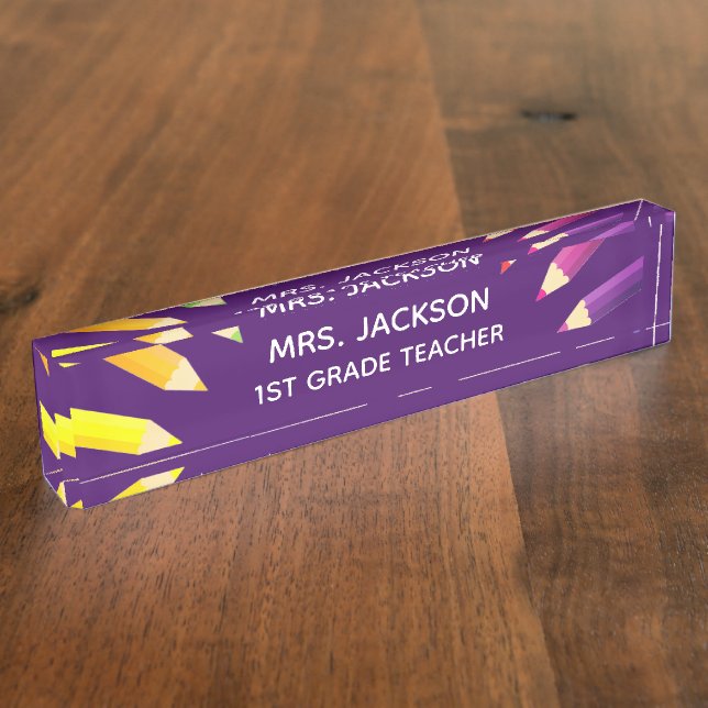 Fun Gift! Colourful Teacher desk nameplate (Side)