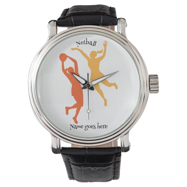 Fun gift for netball player. Customizable. Watch (Front)