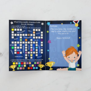 Fun Ginger Boys Gymnastics Secret Message Birthday Card
