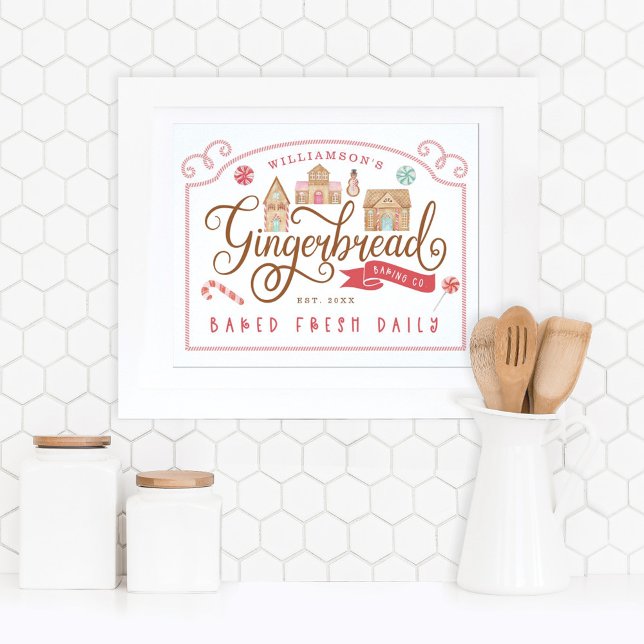 Fun Gingerbread Bakery Co Personalised Family Name Poster (Creator Uploaded)