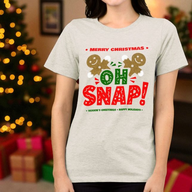 Fun Gingerbread Man Cookie Christmas  Tri-Blend Shirt (Top and bottom template text funny Christmas gingerbread man tee shirt)