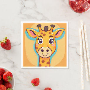 Fun giraffe Face safari Wild jungle Birthday Party Napkin