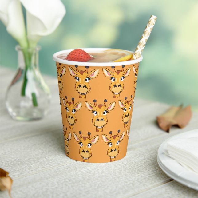 Fun giraffe Face safari Wild jungle Birthday Party Paper Cups (Insitu)