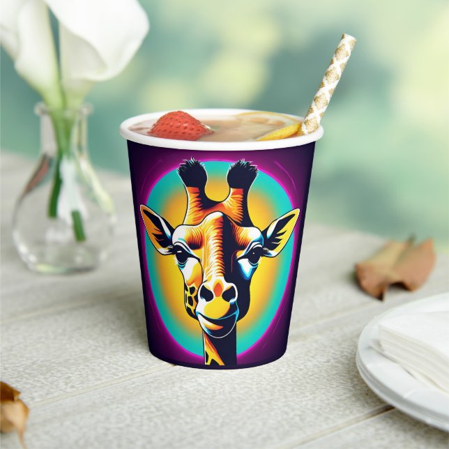 Fun giraffe Face safari Wild jungle Birthday Party Paper Cups (Insitu)