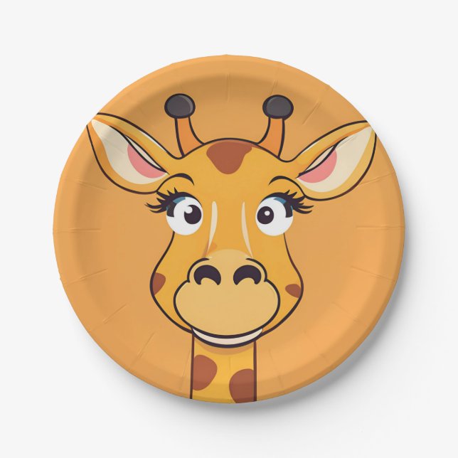Fun giraffe Face safari Wild jungle Birthday Party Paper Plate (Front)