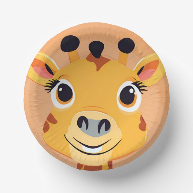 Fun giraffe Face safari Wild jungle Birthday Party Paper Plate (Front)
