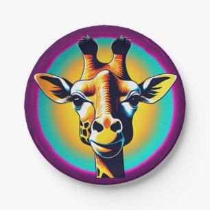 Fun giraffe Face safari Wild jungle Birthday Party Paper Plate