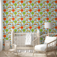 Fun Giraffe in Air Balloons Bikes and Cars Pattern