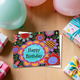 Fun Girl Colourful Happiest of Birthdays Card