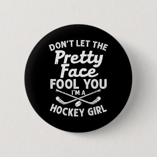 Fun Girl Hockey Gift For Women Kids Ice Hockey Pla 6 Cm Round Badge