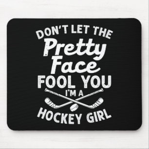 Fun Girl Hockey Gift For Women Kids Ice Hockey Pla Mouse Pad