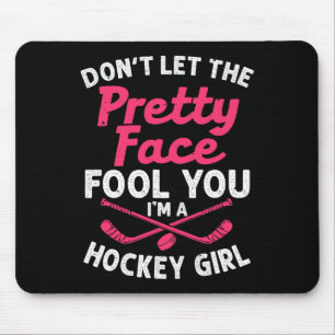 Fun Girl Hockey Gift For Women Kids Ice Hockey Pla Mouse Pad