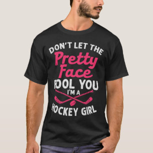 Fun Girl Hockey Gift For Women Kids Ice Hockey Pla T-Shirt