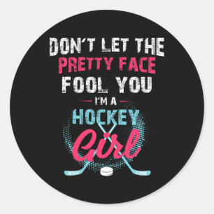Fun Girl Ice Hockey Ice Hockey Lover Coach Classic Round Sticker