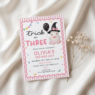 Fun Girl Trick or Three Birthday Invitation