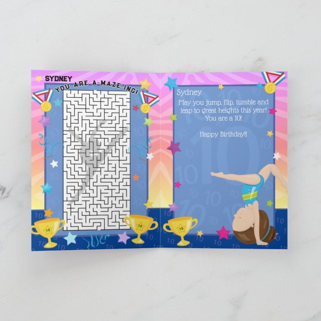 Fun Girls Gymnastics You Are A-Maze-ing Birthday Card (Inside)