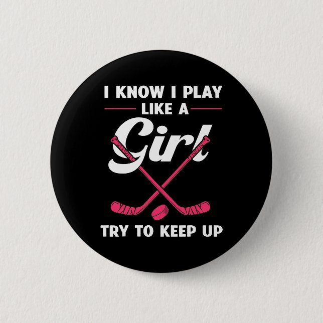 Fun Girls Hockey Designs For Women Field Hockey No 6 Cm Round Badge (Front)