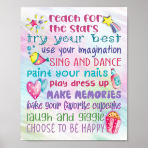 Fun Girl's Motivational Quotes Poster - 8x10