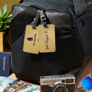 Fun Girls Trippin' to... Your Destination on Gold Luggage Tag