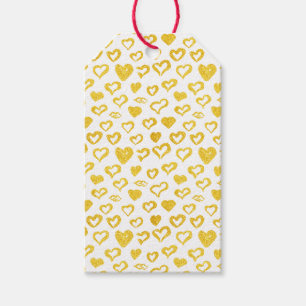 Fun Girly Gold Glitter Hearts Lips Pattern Gift Tags