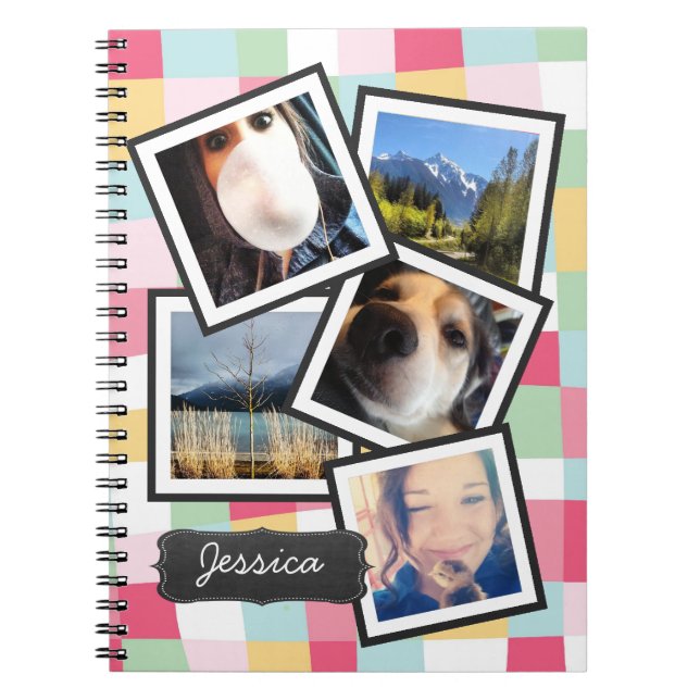Fun Girly Instagram Photo Collage Spiral Notebook (Front)