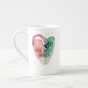 Fun Girly 'Never too Busy for Fizzy' Bone China Mu Bone China Mug