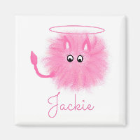 Fun Girly Pink Fluffy Cute Cartoon Saint or Sinner