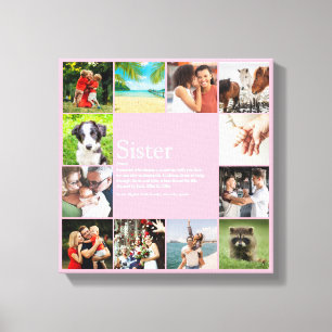 Fun Girly Pink Sister Definition Photo Collage Canvas Print