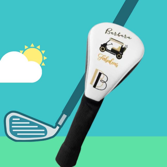 Fun Glam Glitz Name Gold Trim Diamond Golf Cart    Head Cover (Creator Uploaded)