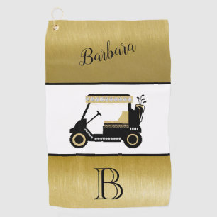 Fun Glam Golf Cart Monogram Name   Towel
