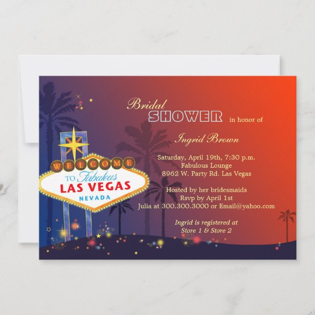 Fun Glamourous Las Vegas Bridal Shower Invitation (Front)