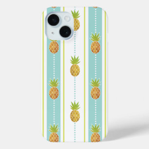 Fun Glitter Tropical Pineapple & Stripes and Dots iPhone 15 Case