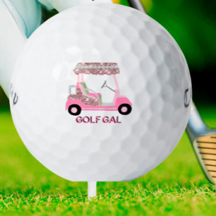 Fun Glitz Glam Rose Gold Diamond Cart Golf Gal Balls