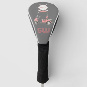 Fun Glitzy Golf Cart Monogram Name Head Cover
