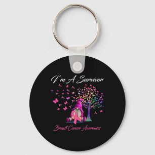 Fun Gnomes I'm A Survivor Breast Cancer Awareness Key Ring