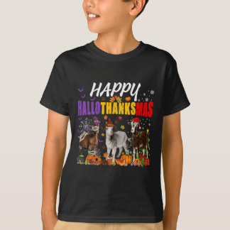 Fun Goats Mummy Pilgrim Santa Costume Happy HalloT T-Shirt
